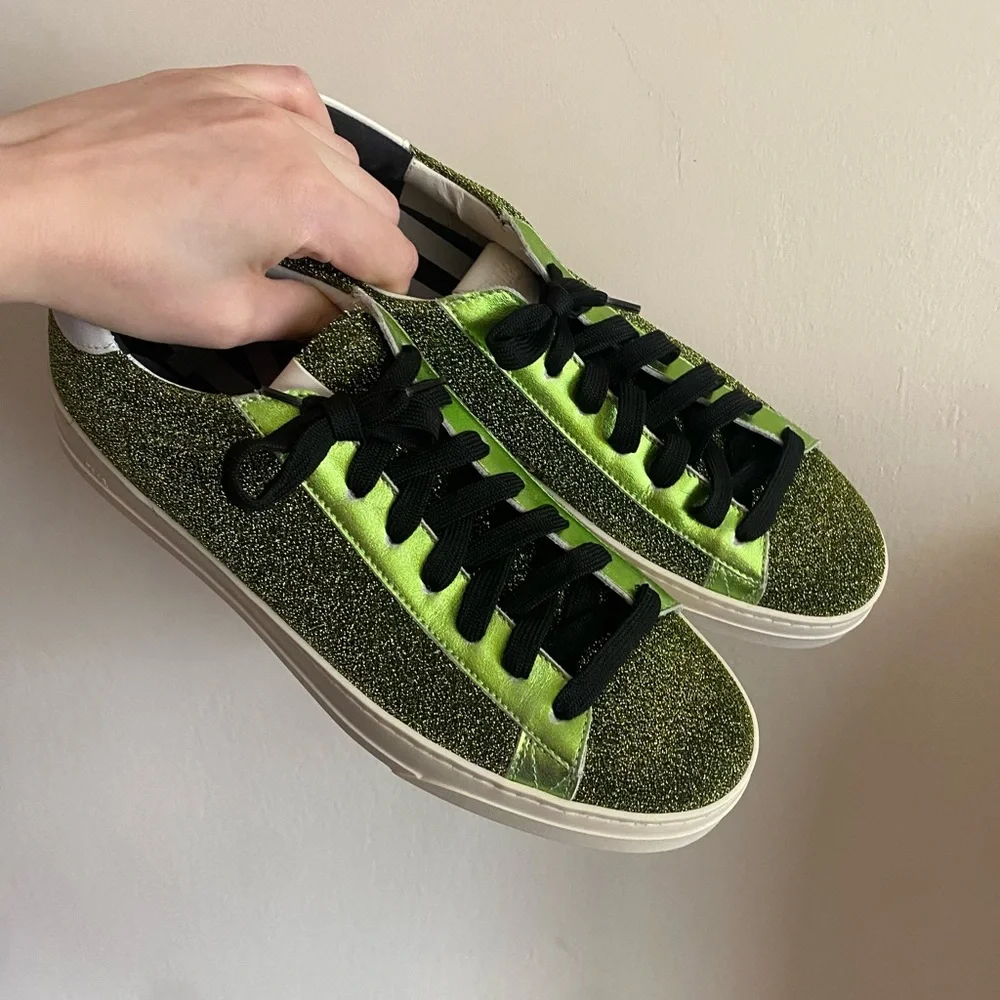 P448 Jack Lima Metallic Green Sneakers with Black Laces